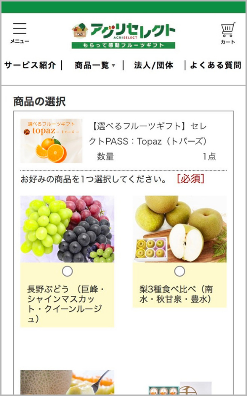 ご希望の商品を選択