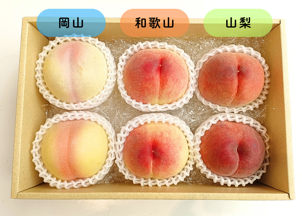 桃3産地食べ比べ（岡山・和歌山・山梨）各種×2個